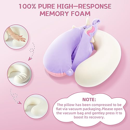 Kids Neck Pillows for Travel, Unicorn Toddler Travel Pillow with Sleep Mask - view 3
