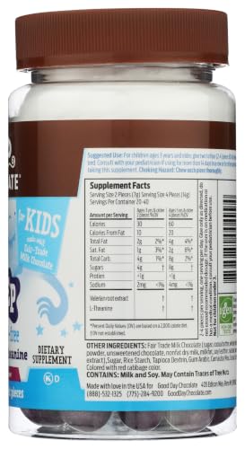 Natural Valerian Root for Kids, Herbal Sleep Aid Supplement, Organic Wildberry Flavor, Fair Trade and Non-GMO Chocolate, L-Theanine, 80 Pieces - view 5