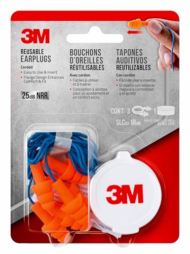 Corded Reusable Earplugs, 3 Pack, Noise Reduction Rating (NRR) 25 dB, Easy to Use & Insert, Pliable & Tri-Flange Design Enhances Comfort & Fit, Orange Ear Plugs (90716H3-DC), 3 Pair (Pack of 2) - view 4
