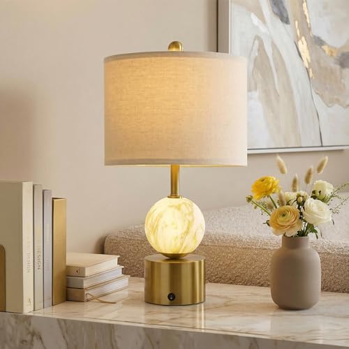 20.5" Small Bedside Table Lamps for Bedroom Nightstands, Gold Glass Modern Table Lamps Set of 2 with USB A+C Charging Port, Night Light, Luxury Lamps for Living Room End Table(Bulbs Included) - view 2