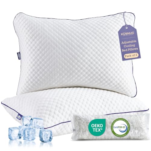 Adjustable Shredded Memory Foam Pillows Queen Size Set of 2