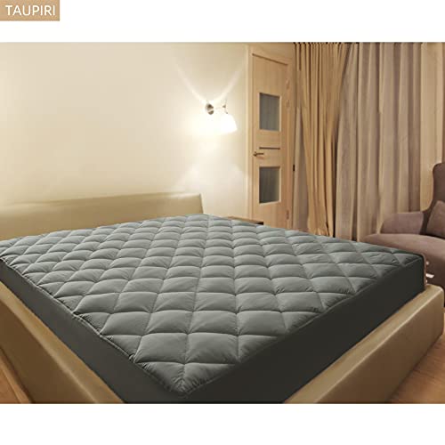King Quilted Mattress Pad Cover with Deep Pocket (8"-21"), Gray - view 6