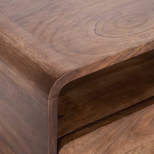 Kato Modern Wood Floating Side Table with Drawer, 18 x 10 x 9, Walnut Brown, Contemporary Wooden Floating Nightstand for Bedroom Bedside Table - view 6