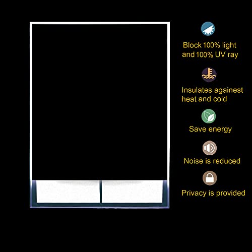 Cordless Blackout Window Roller Shades, Black Custom Easy to Control Window Blinds with Spring Lifting System for Windows, Doors, French Door - view 5