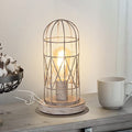 Small Table Lamp, 3-Way Dimmable Bedside Lamp with Brushed White Oak Cage