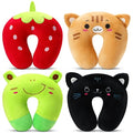 4 Pcs Kids Travel Neck Pillow, Cute Animal U Shaped Head Support