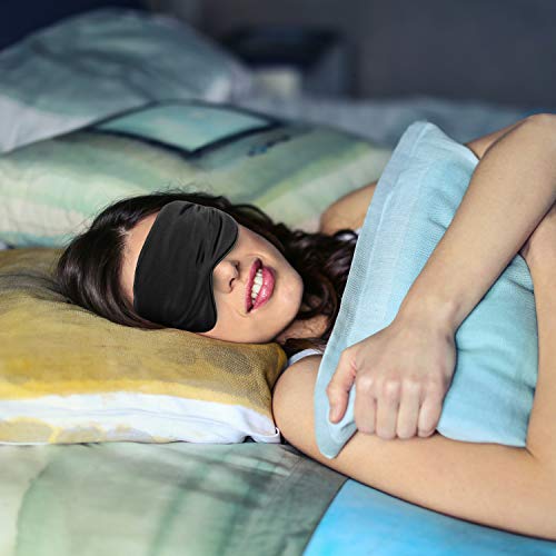 Silk-Sleep-Mask Eye-Mask Eye-Cover Eyeshade - 100% Silk Soft Adjustable Strip(Black+Dark Blue+Purple) - view 4
