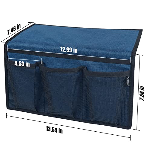 Bedside Caddy with Pockets - Remote Holder & Storage Organizer - Blue - view 2