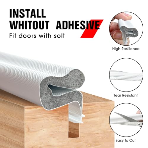 Extra Wide Kerf Door Weatherstripping for Door Frame Seal,New Upgrape V-Shaped Front Door Weather Stripping,Thicken Exterior Door Weatherstrip for Large Gap,White Soundproof Insulation Strip 26Ft - view 4
