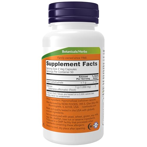 Supplements, Valerian Root (Valeriana officinalis) 500 mg, 100 Veg Caps - view 2
