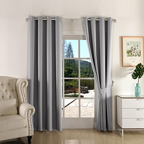 Curtain Rod for Windows, Wrap Around Industrial Blackout Design, Adjustable 1 Inch, Room Divider Window Curtain Rod for Indoor/Outdoor (Stain Nickel, 48-84") - view 2