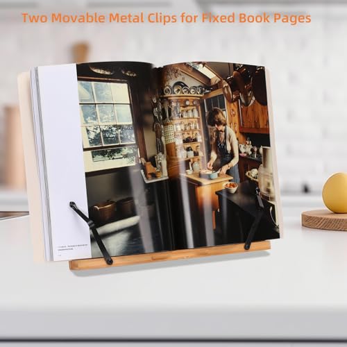Foldable Bamboo Book Stand Adjustable Cookbook Reading Holder - view 4
