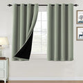 100% Blackout Curtains for Bedroom Thermal Insulated Blackout Curtains 45 inch Length Full Light Blocking Window Drapes for Living Room with Black Liner 2 Panels, Light Sage