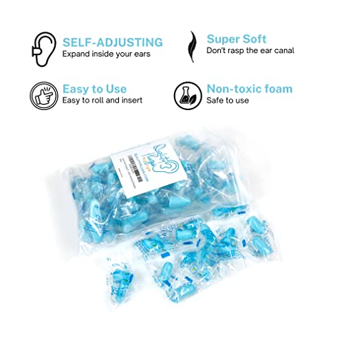 Quality Foam Earplugs - 200 Pairs Bulk Pack - Ideal Ear Plugs for Sleeping, Noise Cancelling, Snoring, Travel, Shooting, Study, Work, Construction, and Safety Hearing Protection - 32 dB NRR - Blue - view 5