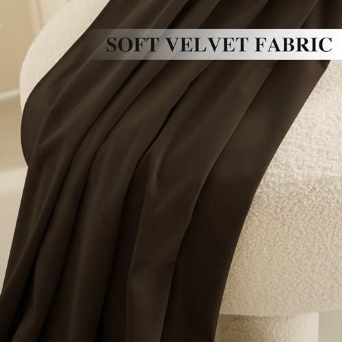 Brown Velvet Blackout Curtains 96 inches for Bedroom Living Room - view 3