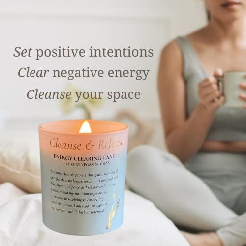 Sage Candles for Cleansing – White Sage Smudge Wood Wick Candles that Crackle with Selenite Crystal & Quartz for Home Rituals & Manifestation - view 4