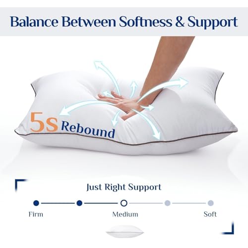 Pillows Standard Size Set of 2, Cooling and Firm Pillows with Oeko-Tex Certified Down Alternative Filling for Side, Back, and Stomach Sleepers, Hotel Collection - view 5