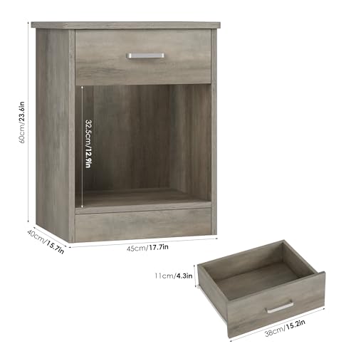 Nightstand Set of 2 with Drawer and Storage Shelf - view 3