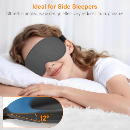 100% Blackout Sleep Eye Mask for Side Sleeper Men Women, Zero Eye Pressure 3D Contoured Cup and Eyelash Friendly Sleeping Mask, Ergonomic-Dark Grey - view 4