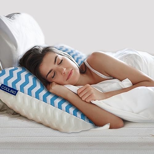 Pillows Queen Size for Bed - Adjustable Firm Pillow for Back Stomach and Side Sleeper - Shredded Memory Foam Cooling Pillow for Neck and Shoulder Pain with Washable Cover - view 6