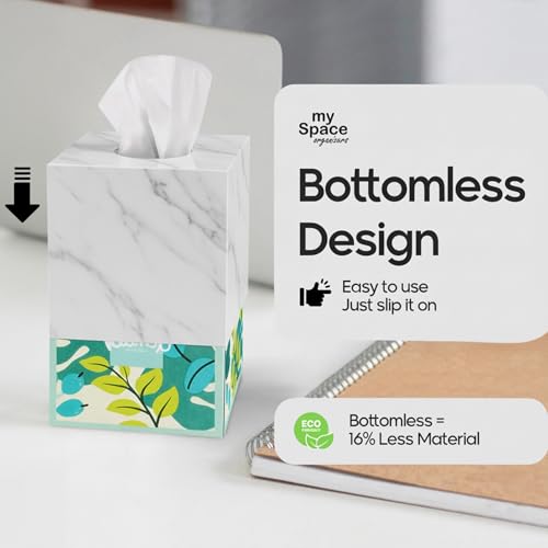 Tissue Box Cover Holder Square Marble Tissue Box Holder Bathroom Vanity Nightstand Bedroom Livingroom Decorative Decor Toilet Organizer Tissues (Marble, Square) - view 4