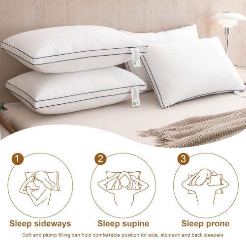 Bed Pillows Hotel Standard Size Set of 4 Firm one Side Soft Other - view 3
