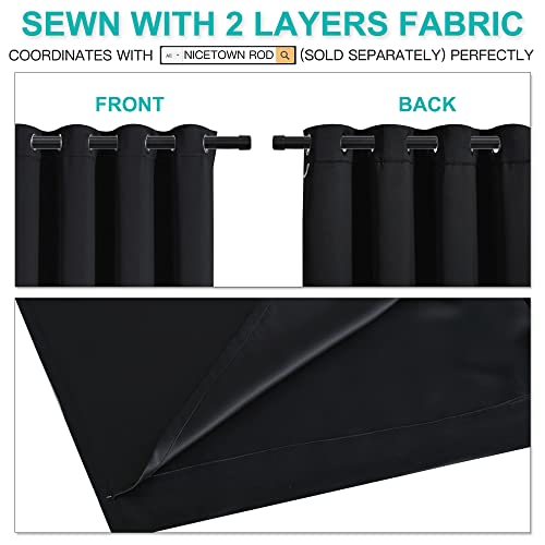 Black Full Blackout Curtains for Dining Room 52"W x 84"L 2 Panels - view 5