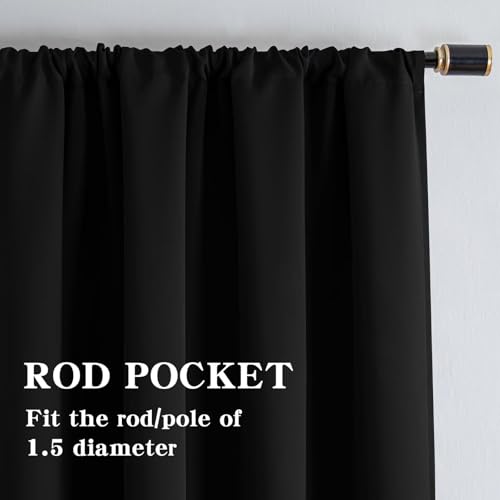 Blackout Curtains for Bedroom Grommet Black Custom - view 2