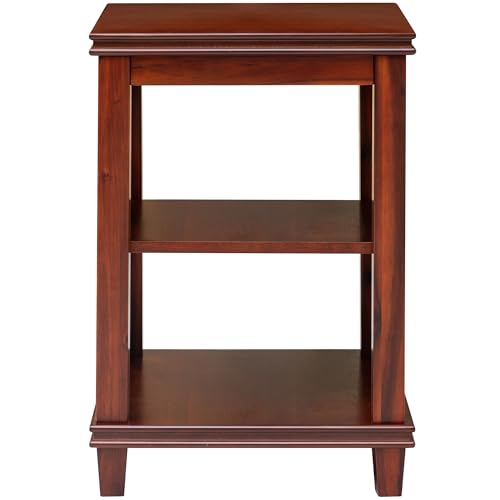 Solid Wood Square End Table, 16 x 16 x 24 Inch, Cherry - view 4