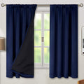 Navy Blue Black-Out 63 Inch Length Curtains for Bedroom Windows with Black Liner, Double Layer Thermal Curtains Room Darkening Curtains with Rod Pocket (52 x 63 Inch, Navy Blue, 2 Panels)
