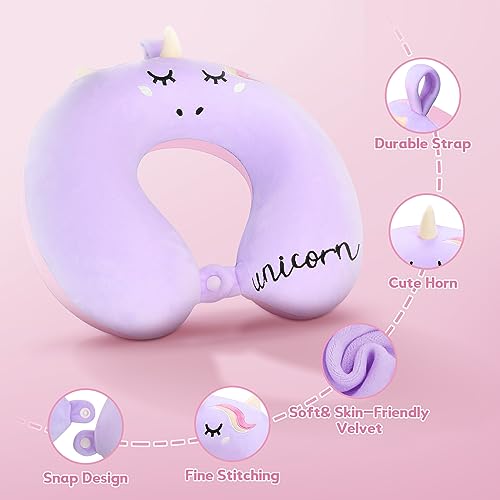 Kids Neck Pillows for Travel, Unicorn Toddler Travel Pillow with Sleep Mask - view 2