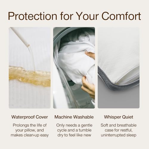 Ultra-Tech Pillow Protector for Memory Foam Pillows, Waterproof, Pack of 2 Queen Size Pillow Covers, Oeko-Tex Certified, Breathable, Zippered Covers, Machine Washable - view 4