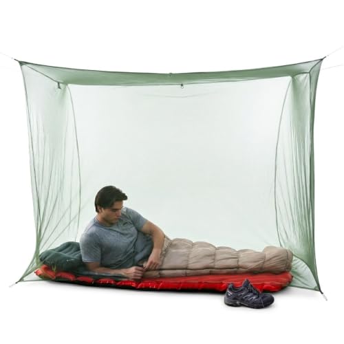 Double Rectangular Mosquito Net – Insect Protection for Camping, Hiking & Travel – Fits Two Sleeping Bags or Cots – Includes Setup Kit & Carry Bag – Green, 63” W x 78” L x 59” H