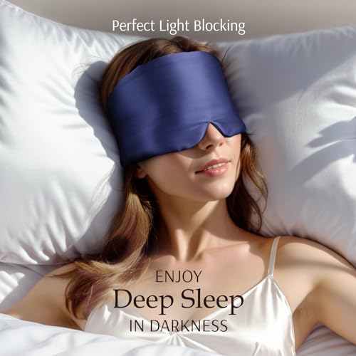 100% Mulberry Silk Sleep Mask Eye Mask for Men and Women, Dark Blue - view 3