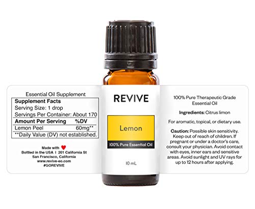 Lemon Essential Oil by Revive Essential Oils - - 100% Pure Therapeutic Grade, for Diffuser, Humidifier, Massage, Aromatherapy, Skin & Hair Care - view 2