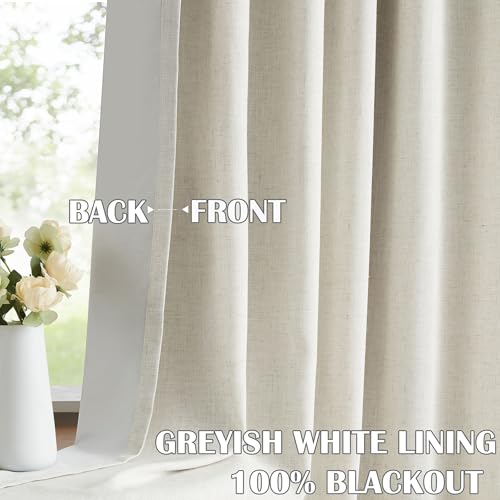 Natural Pinch Pleated Back Tab Full Blackout Curtains 95 Inch - view 2