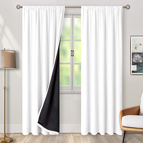 Full Blackout Curtains with Thermal Insulation Liner, Pure White - view 2