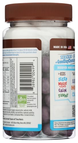 Natural Valerian Root for Kids, Herbal Sleep Aid Supplement, Organic Wildberry Flavor, Fair Trade and Non-GMO Chocolate, L-Theanine, 80 Pieces - view 2
