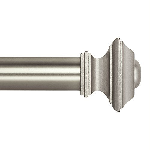 Drapery Treatment Window Curtain Rod - Square Design 1 1/8 Rod. 72 to 144 Inch. Satin Nickel