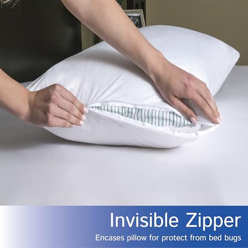 Standard Pillow Protectors (Set of 2) – Zippered Waterproof Pillow Covers Hypoallergenic Dust Proof Pillowcase Encasement Cover - view 6
