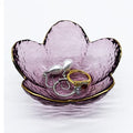 Purple Flower Ring Dish, Small Glass Jewelry Dish Tray, Ring Holder Jewlery Tray Trinket Dish, Bathroom Nightstand Decor Jewelry Bowl Christmas Friendship Birthday Gifts for Women, Soap Dish