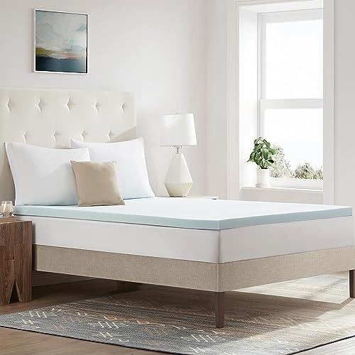 Mattress Topper College Dorm Room Essentials Gel Infused Memory Foam 2 Inch Pad CertiPUR US Certified for College Students Boys and Girls, Twin XL, Blue