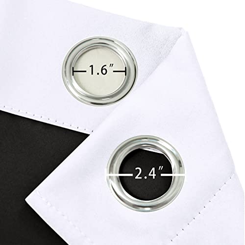 100% Blackout Curtains 52 x 84 Inches Long Thermal Insulated White Curtains with Black Liner Set of 2 Panels for Nursery Room - view 5