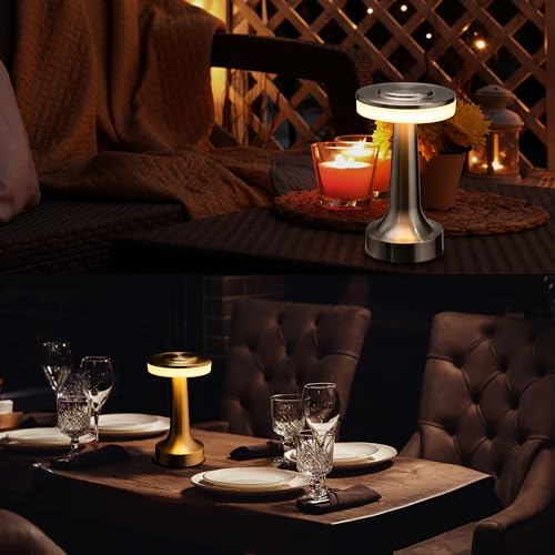 Dome Cordless Rechargeable LED Mushroom Table Lamp, Gold - view 5