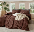 100% Pure Linen Blend 4 Piece Sheet Set, Cooling and Breathable Flax Bed Sheets for Hot Sleepers, Comfort All Year, Anti-Tear and Tough Bedding, 18 Inch Deep Pocket(Chocolate Brown,Queen)