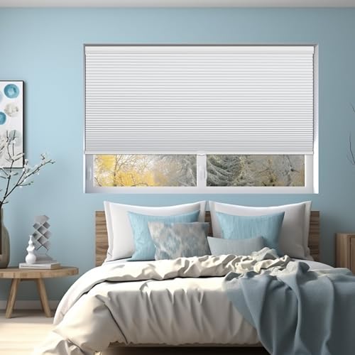 Custom Size Blinds Cellular Shades Cordless for Indoor Windows, Customizable Honeycomb Blind Thermal Insulated Easy Install for Bedroom, Bathroom, Nursey, Blackout White - view 5