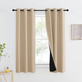 Bedroom Full Blackout Curtain Panel for Shack, Super Thick Insulated Window Cover, Complete Blackout Drapery with Black Liner for Small Window(Biscotti Beige, 1 PC, 37 by 63-inch)