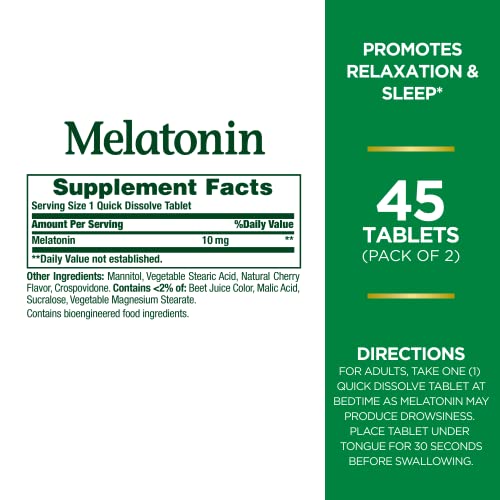 Melatonin Quick Dissolve Tablet, 45 Count (Pack of 2) - view 2