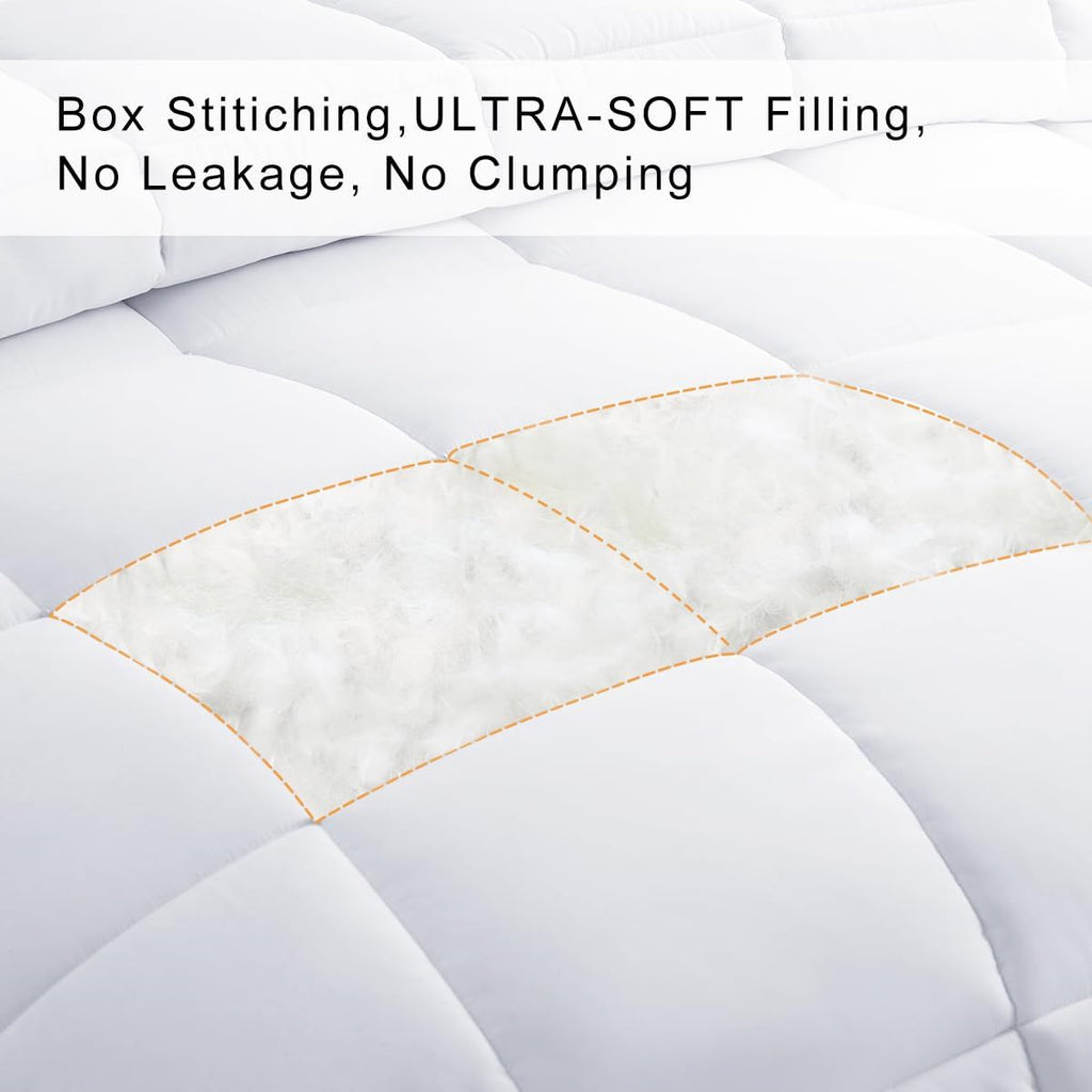All-Season Oversized King Cooling Comforter Duvet Insert - White | Quilted Down Alternative Comforter, Luxury Hotel Breathable Soft Blanket, Anti-Clump Tech & 8 Tabs, Reversible,98" x 116" - view 3