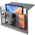 Bedside Storage Organizer with 4 Pockets, Bedside Caddy, Table Cabinet Storage Organizer for TV Remote Control, Phones, Magazines, Tablets, Accessories, Grey